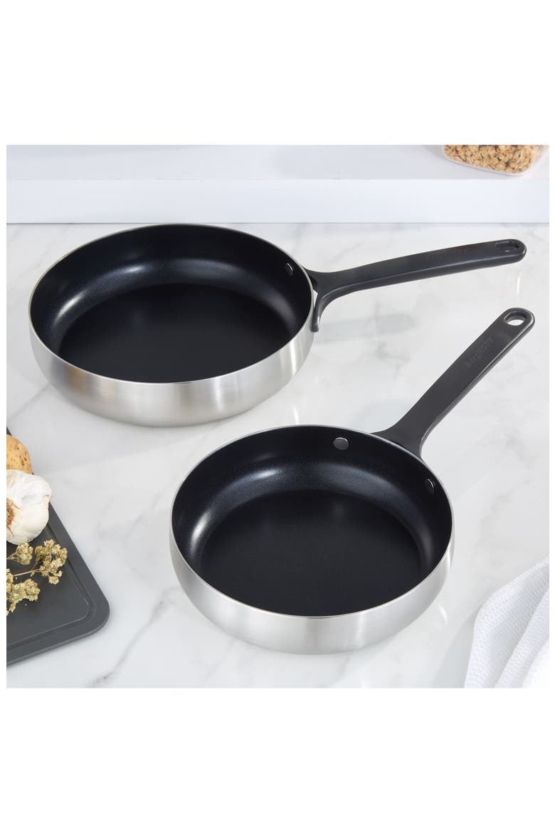 Belly Tri-Ply Stainless Steel 2-Piece Fry Pan Set, Alternate, color, SMOKEY BLACK