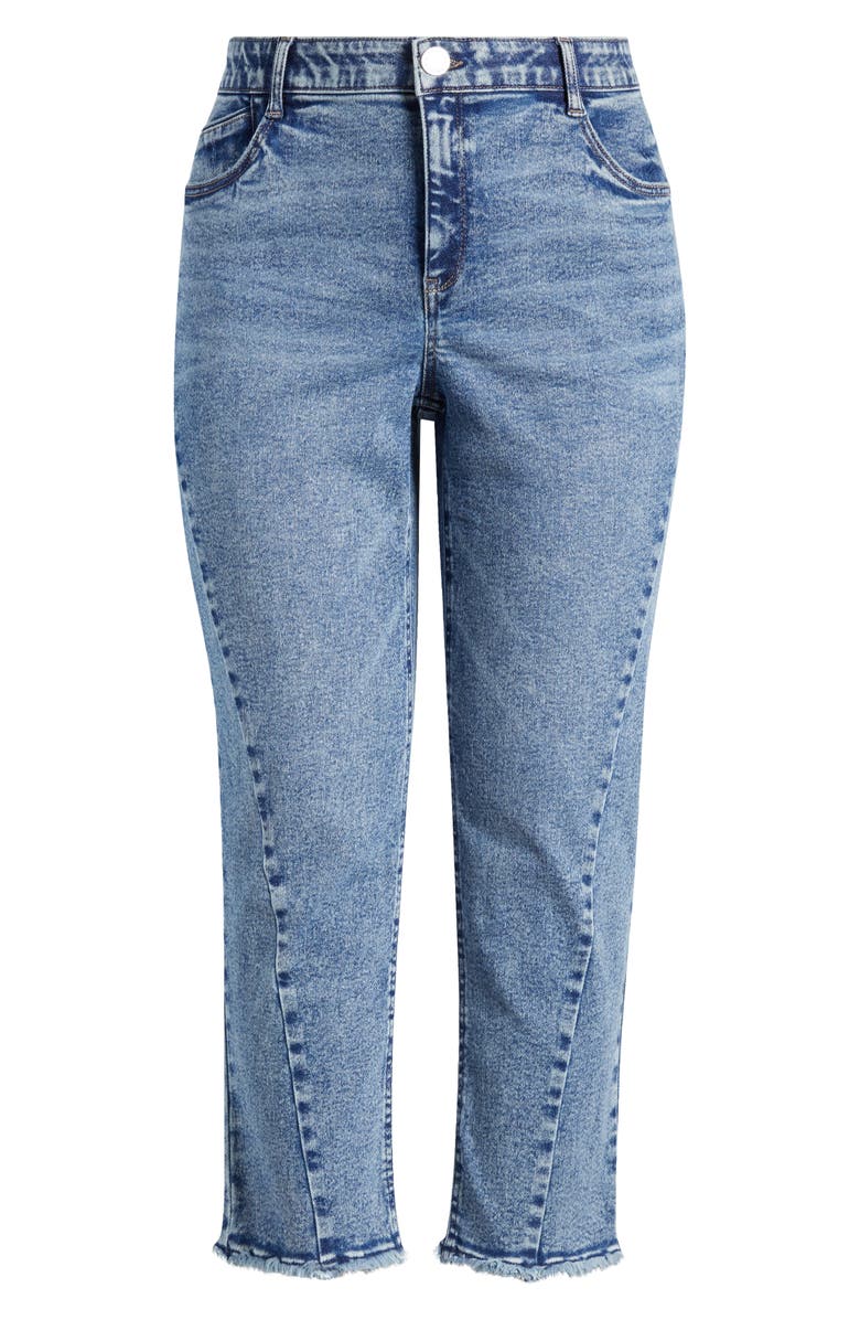 Wit & Wisdom Frayed Twist Seam High Waist Ankle Straight Leg Jeans, Alternate, color,