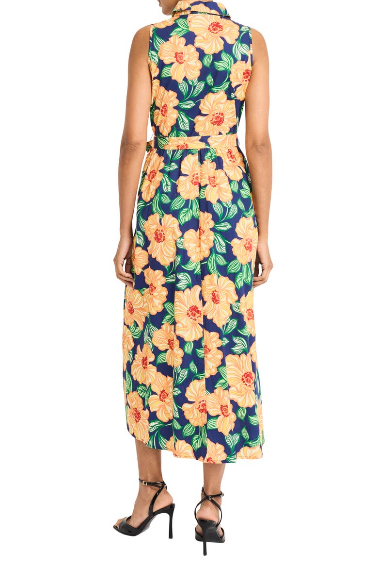 Floral Sleeveless Midi Shirtdress, Alternate, color, NAVY/ YELLOW