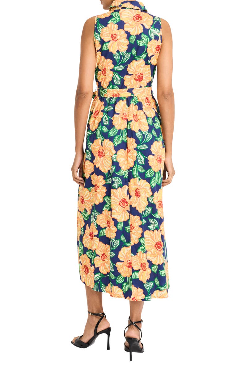 Maggy London Floral Sleeveless Midi Shirtdress, Alternate, color, Navy/ Yellow