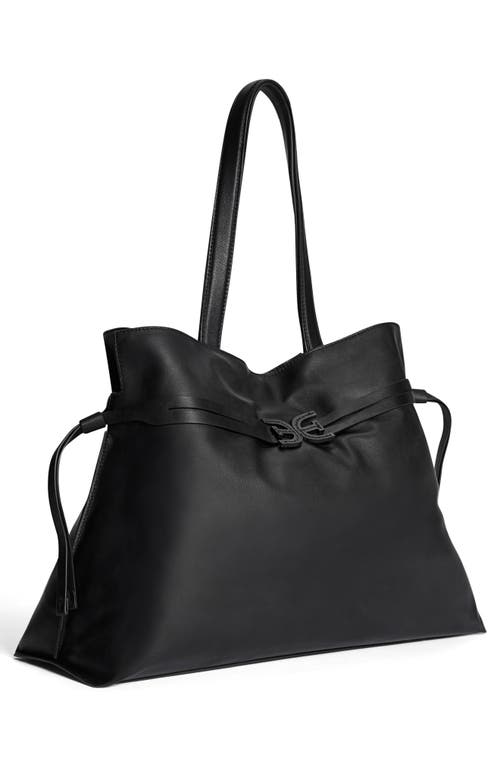 Sam Edelman Large Poppy Drawstring Leather Crossbody Bag In Black