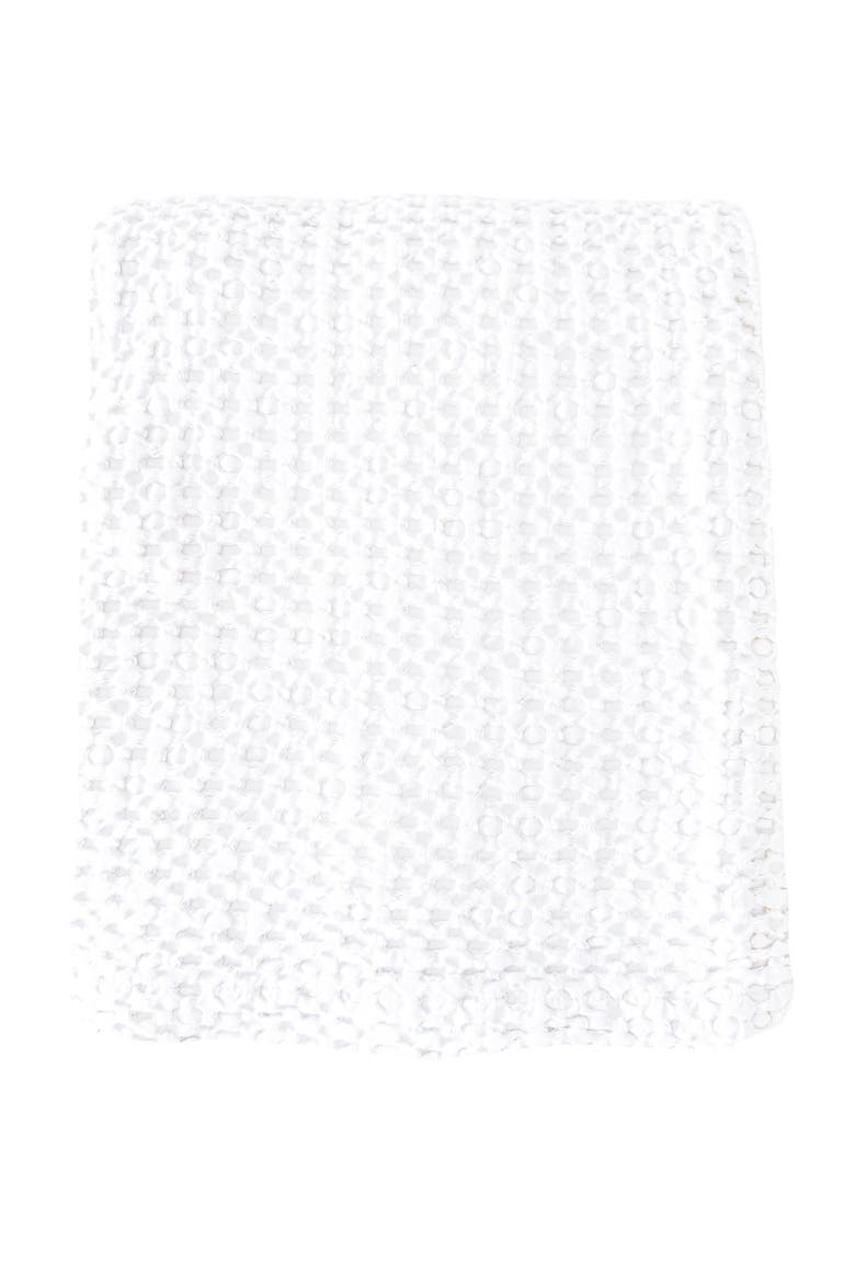 Stonewashed Waffle Cotton Throw, Main, color, White