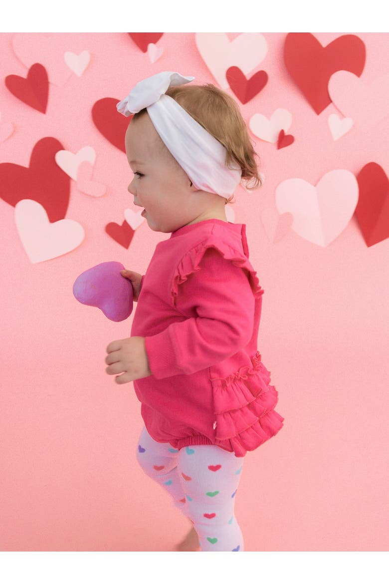 Baby Girls Sweatshirt Bubble Romper, Alternate, color, Hot Pink