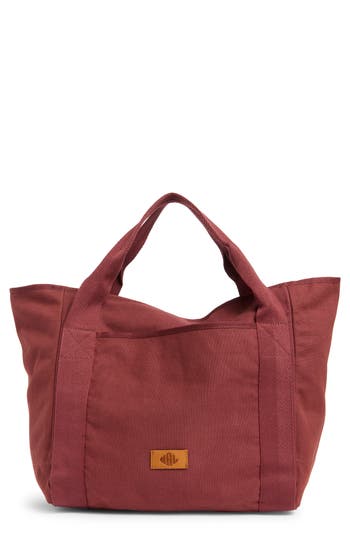 New Amsterdam Leatherworks Liliana Large Canvas Tote Bag In Burgundy