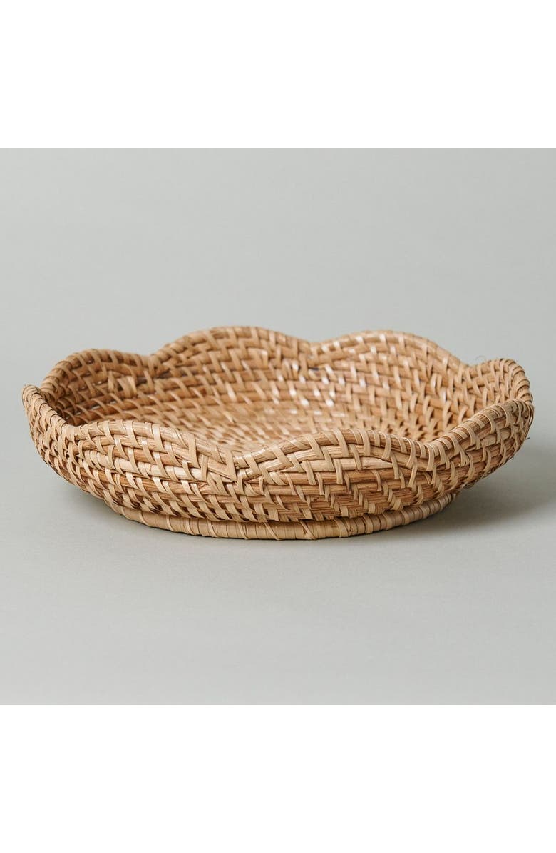 Kubo Round Rattan Scalloped Tray, Main, color, Natural