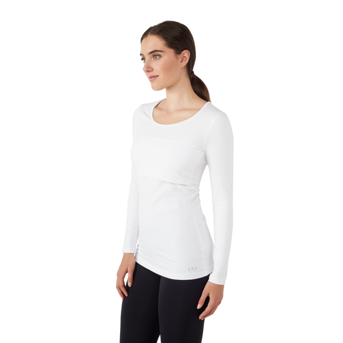 Modern Eternity Maternity Charlotte Long Sleeve Nursing & Maternity Top In White