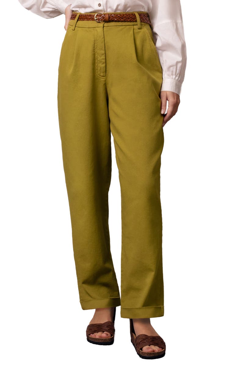 Celtic & Co. Tapered Pleat Front Pant, Main, color, Green Ochre
