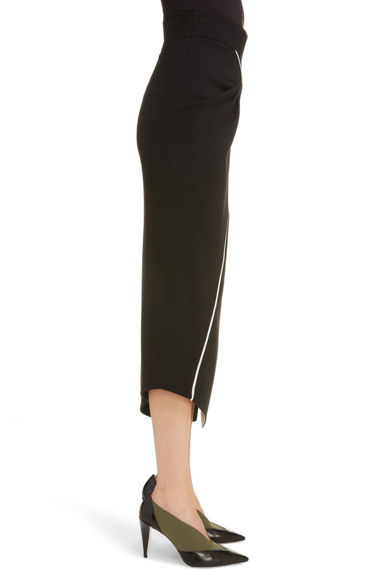 Contrast Piping Asymmetrical Wool Skirt, Alternate, color, BLACK/ WHITE