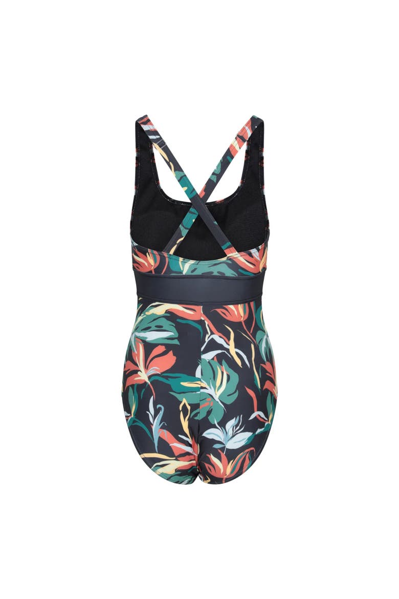 Womens/Ladies Yamba Flowers One Piece Swimsuit Swim, Alternate, color, Teal