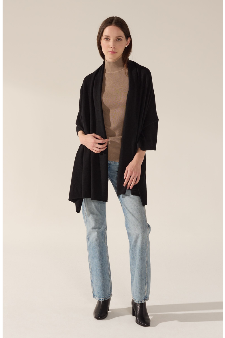 Amara Cashmere Wrap, Main, color, Black