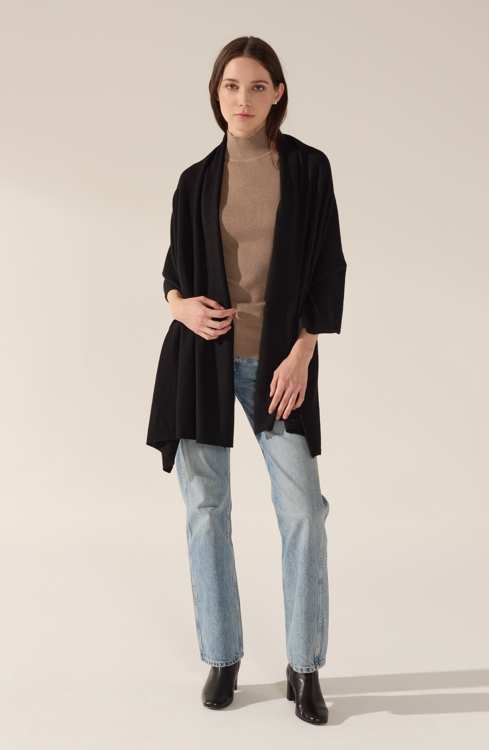 Amara Cashmere Wrap, color, Black