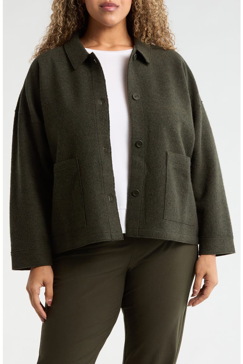 Classic Collar Boiled Wool Jacket, Main, color, WOODLAND