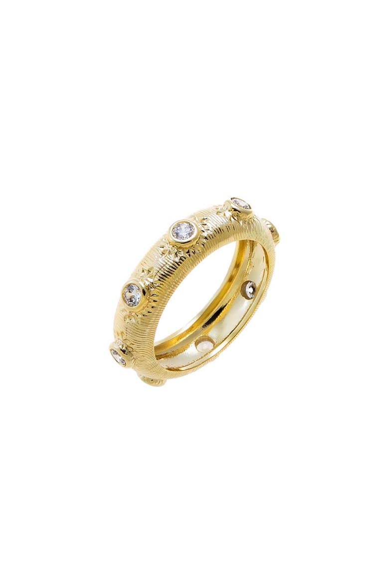 CZ Round Bezel Dome Eternity Band Ring, Main, color, Gold