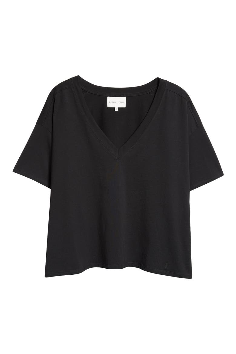 Faaa V-Neck Cotton T-Shirt, Alternate, color, BLACK