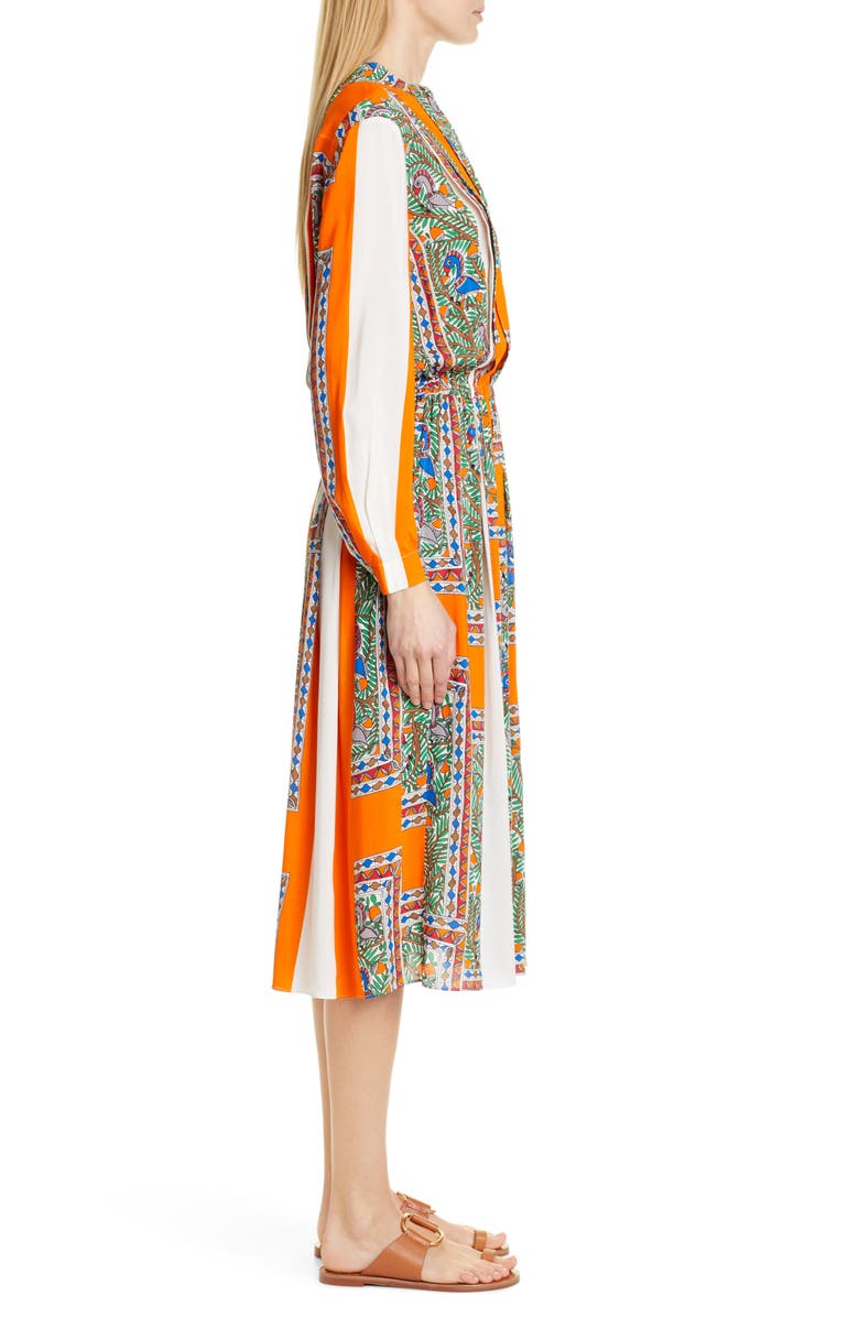 Tory Burch Long Sleeve Print Midi Dress, Alternate, color, 