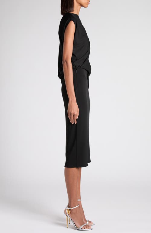 Tom Ford Asymmetric Draped Embellished Jersey Midi Dress In Black