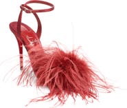 Christian Louboutin Miss Z Loubipoupi Feather Embellished Ankle Strap Sandal
