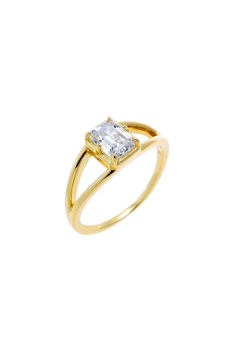 Moissanite Emerald Double Band Ring, Main, color, Gold
