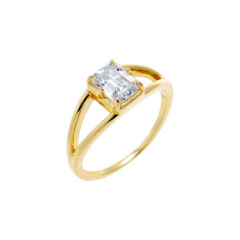 Moissanite Emerald Double Band Ring