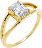BY ADINA EDEN Moissanite Emerald Double Band Ring