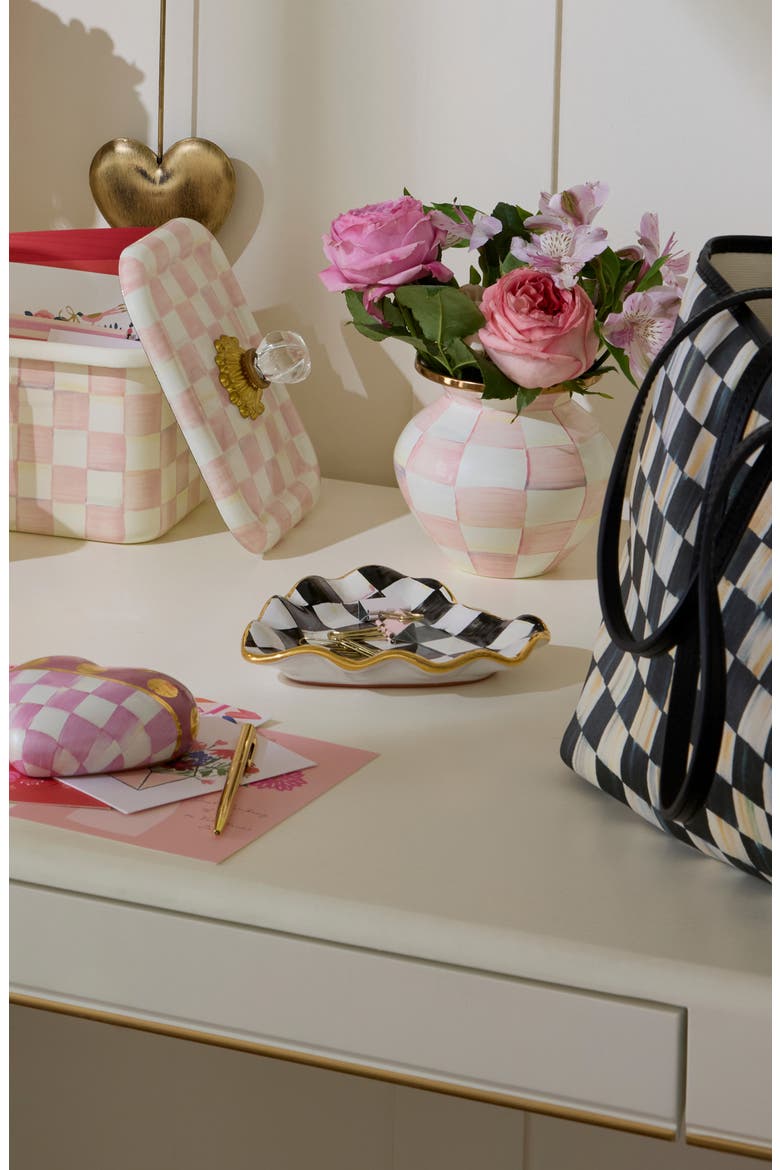 Courtly Check® Fluted Heart Plate, Alternate, color, BLACK/ WHITE