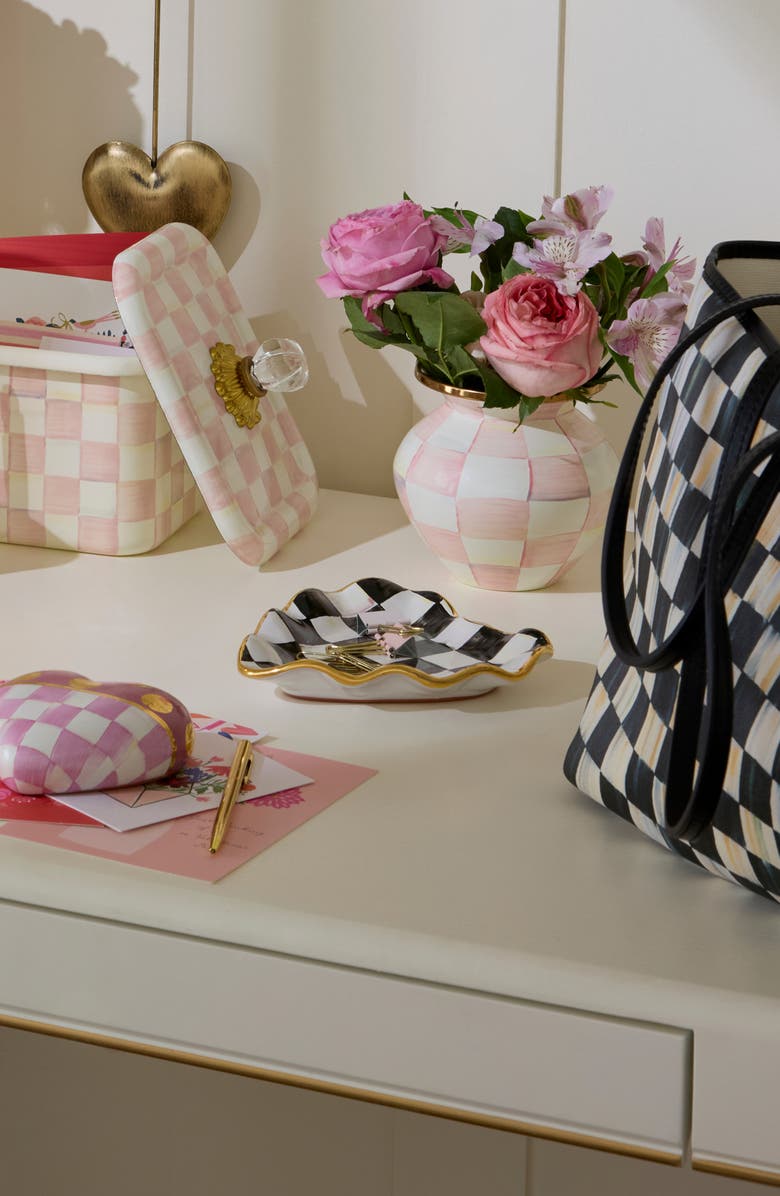 MACKENZIE CHILDS Courtly Check<sup>®</sup> Fluted Heart Plate, Alternate, color, Black/ White