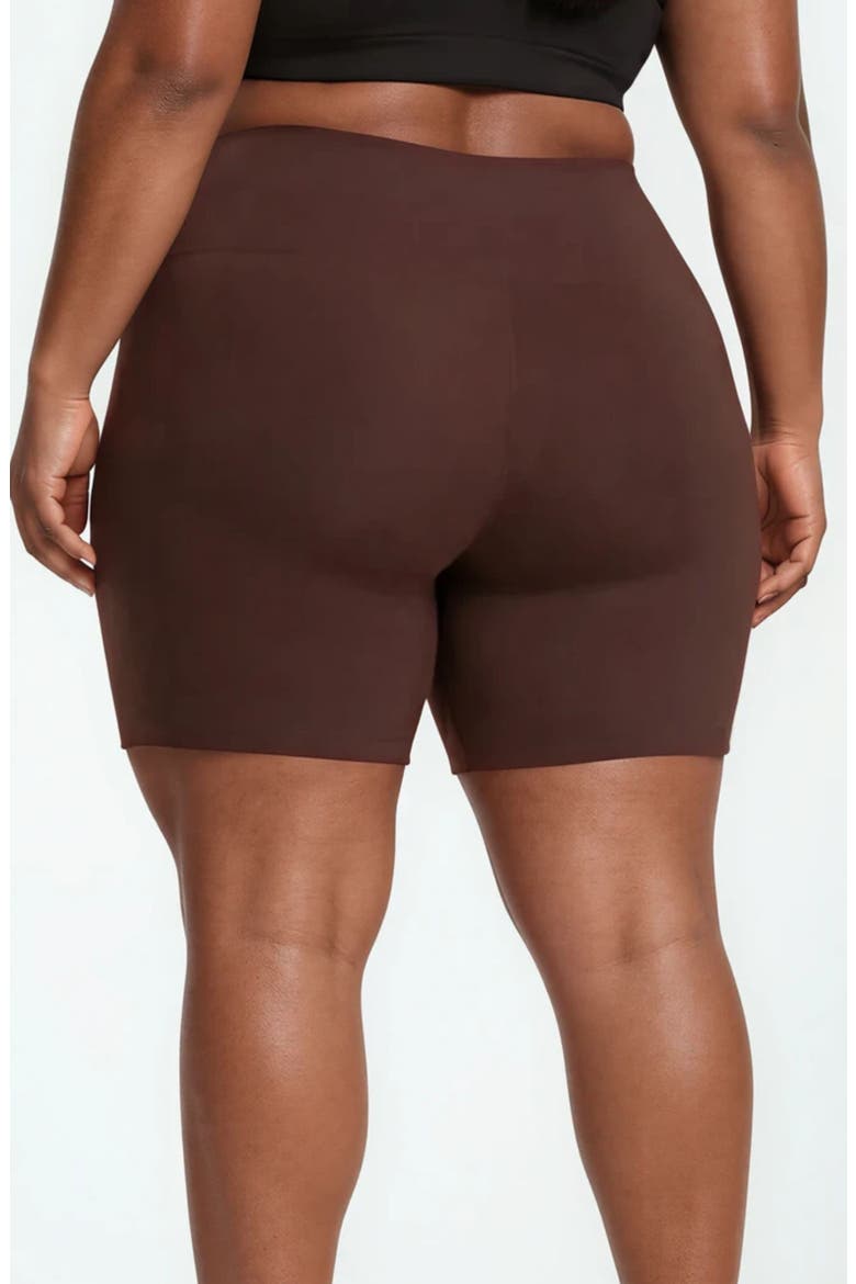 Plus Size Mid-Thigh Swim Shorts, Alternate, color, Chocolate Brown