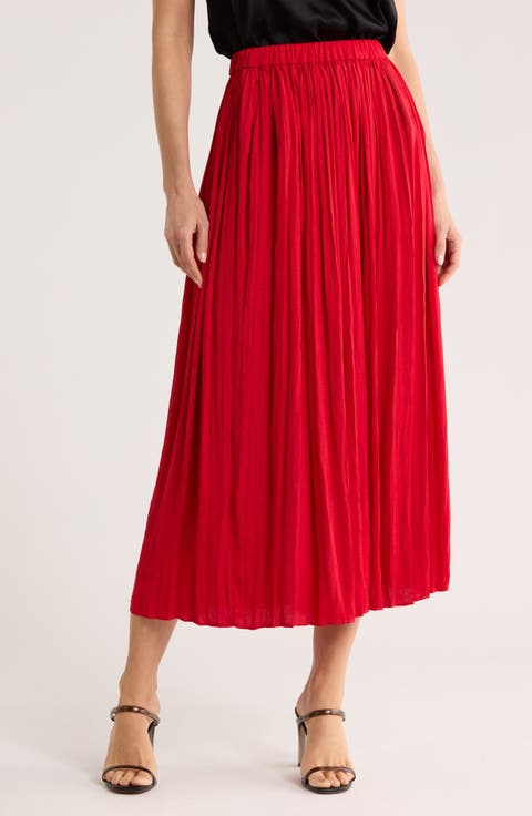 Pleated A-Lined Midi Skirt