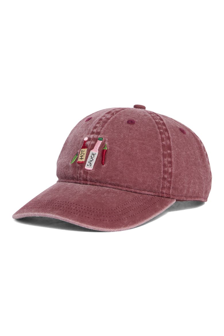 Spicy Embroidered Baseball Cap, Main, color, RED
