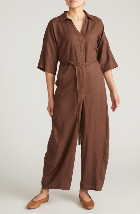Maggie Linen Blend Jumpsuit (Plus)