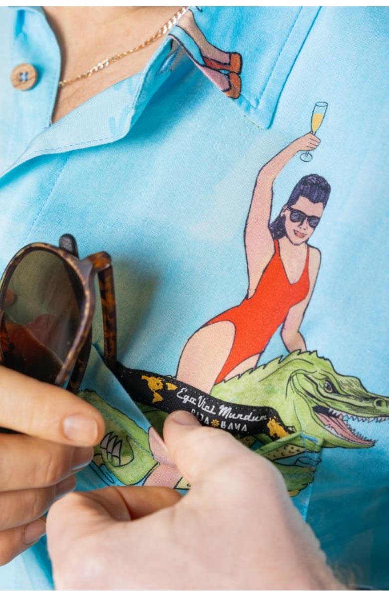 Baja Llama GIRL CROC - NIGHTHAWK BUTTON UP, Alternate, color, Blue