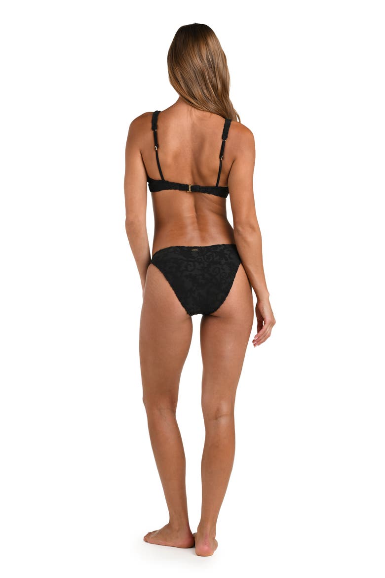Lexie Ornate Terry Bra Swim Top, Alternate, color, BLACK