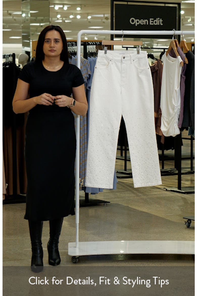 Good Icon Faux Pearl Embellished High Waist Straight Leg Crop Jeans video