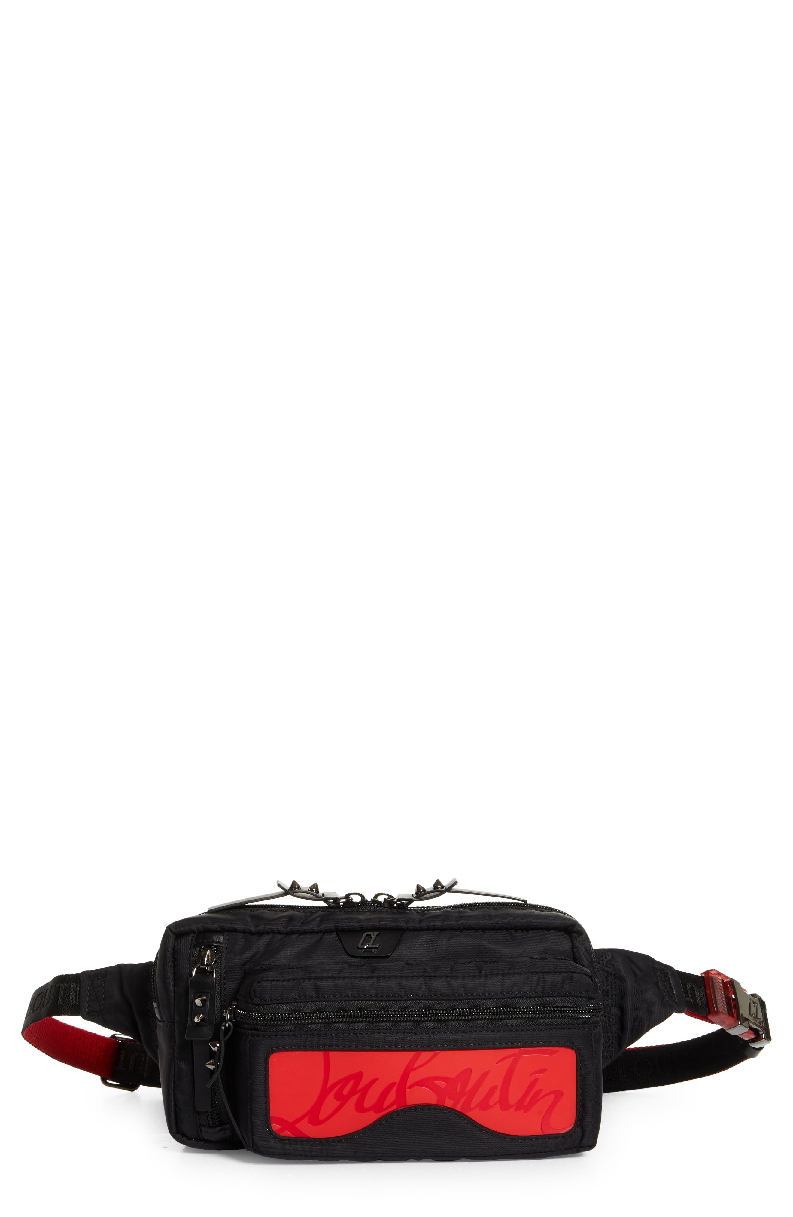 Christian Louboutin Loubideal Canvas & Rubber Belt Bag, Main, color, 