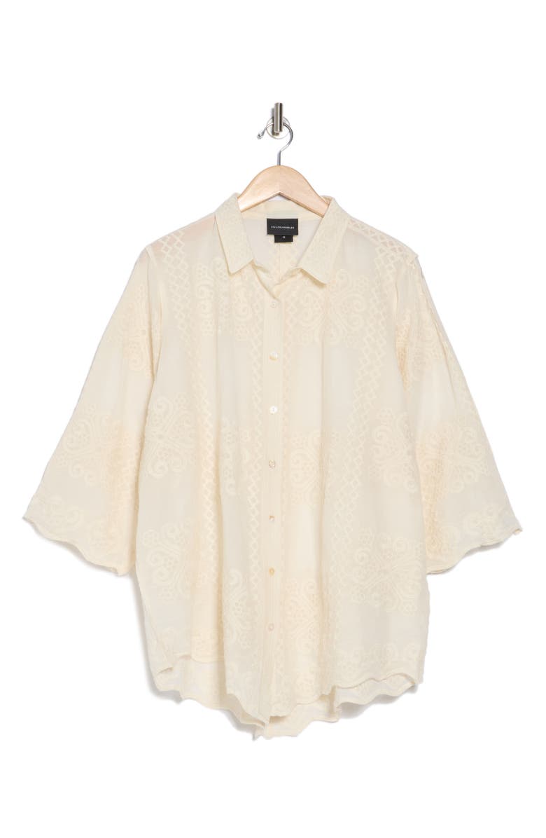 Forgotten Grace Embroidered Cotton Button-Up Shirt, Alternate, color, Natural