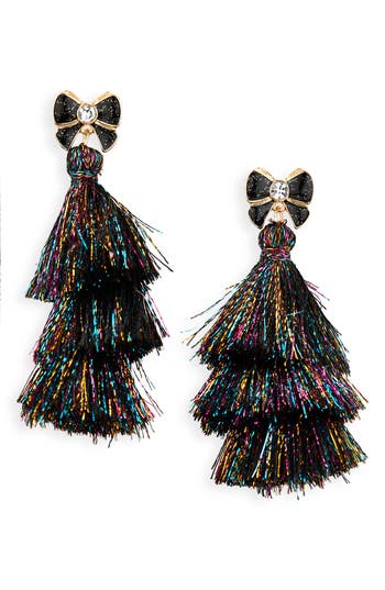 Leith Tassel Linear Earrings In Multi