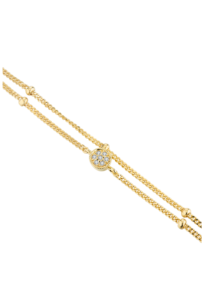 First Beaded Diamond Bracelet | 7 natural diamonds | 925 Sterling Silver | Bracelet on Chain | 6.1 - 6.5 - 6.9 in | Yellow 18k-Gold Plated, Alternate, color, Yellow 18k Gold Plated