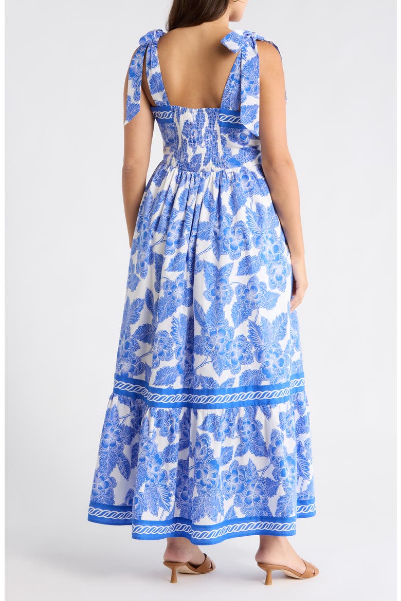 Rency Floral Smocked Maxi Dress, Alternate, color, WHT-BLU