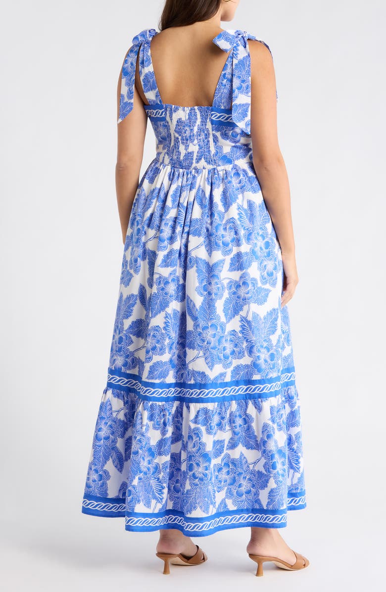 SUGARLIPS Rency Floral Smocked Maxi Dress, Alternate, color, Wht-Blu