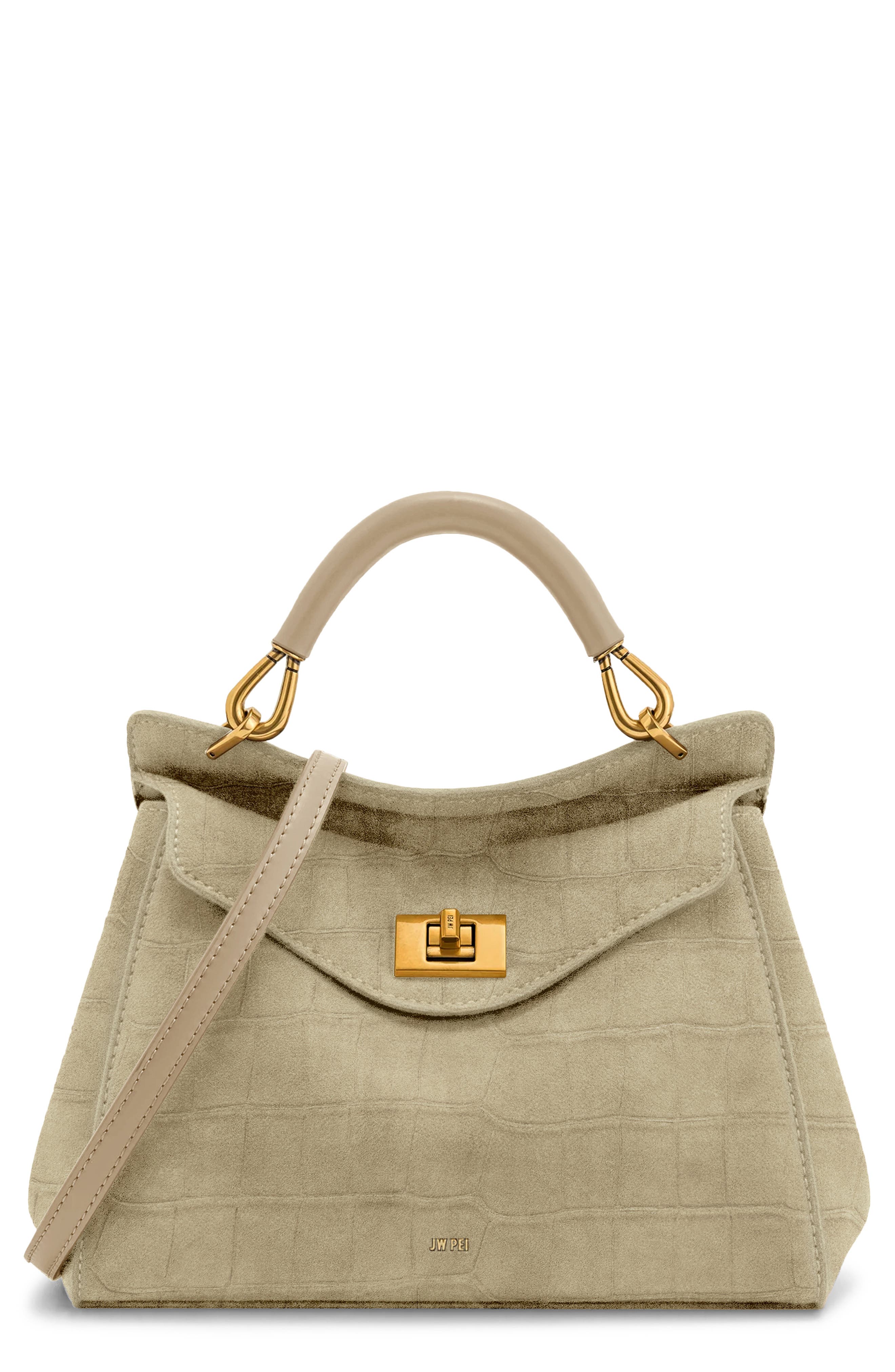 JW PEI Lucia Faux Suede Top Handle Bag, Main, color, Light Beige