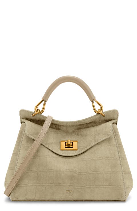 Lucia Faux Suede Top Handle Bag
