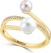 EFFY Diamond & Cultured Pearl Crossover Ring