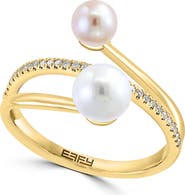 EFFY Diamond & Cultured Pearl Crossover Ring