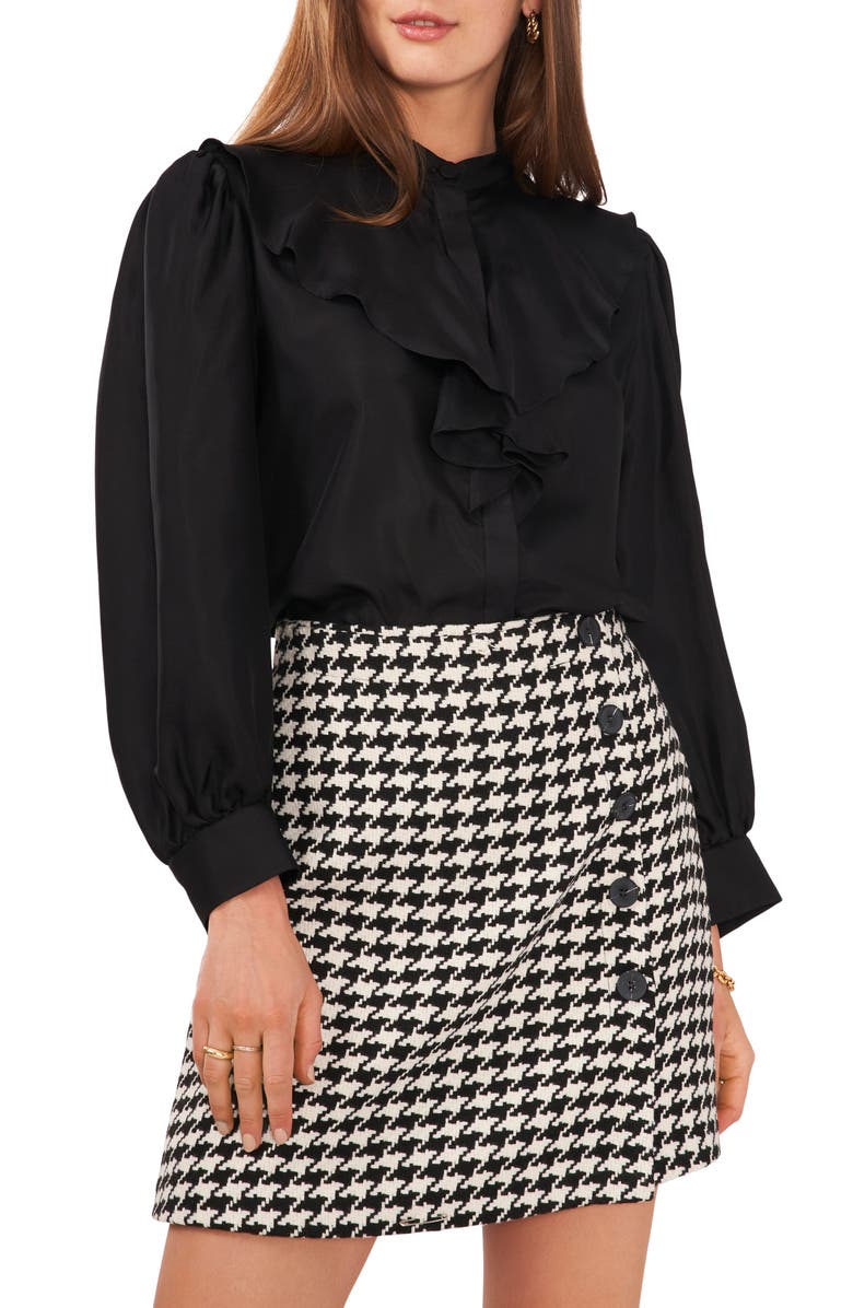 Vince Camuto Ruffle Band Collar Shirt, Main, color, 