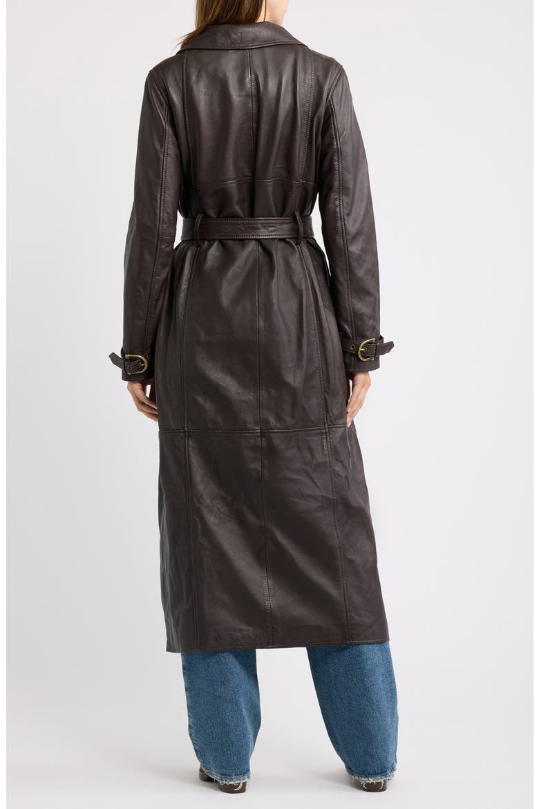 Leather Trench Coat, Alternate, color, DARK BROWN