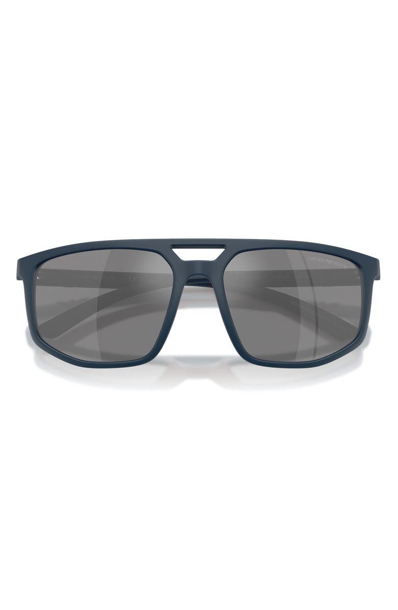 Emporio Armani 58mm Pilot Sunglasses, Alternate, color, Blue / Grey Mirror Silver