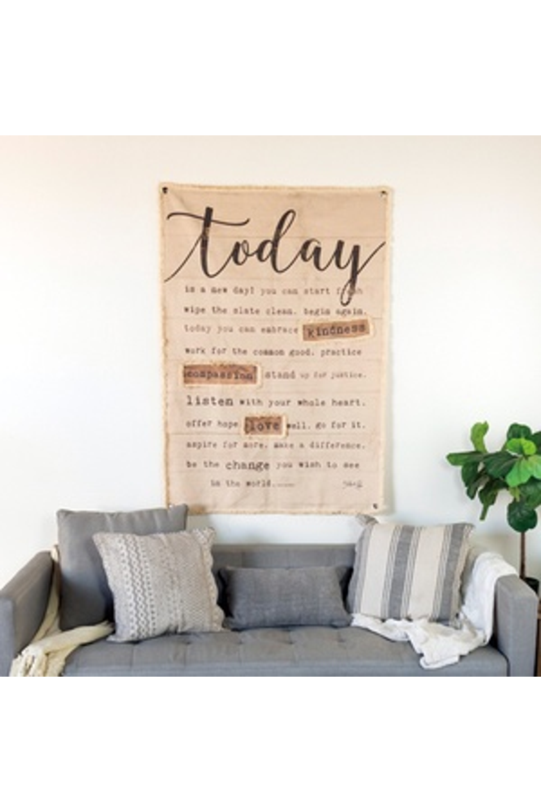 Fabric 51 In White Hanging Today Sign, Main, color, White