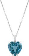 EFFY 14K White Gold Diamond & London Blue Topaz Heart Pendant Necklace