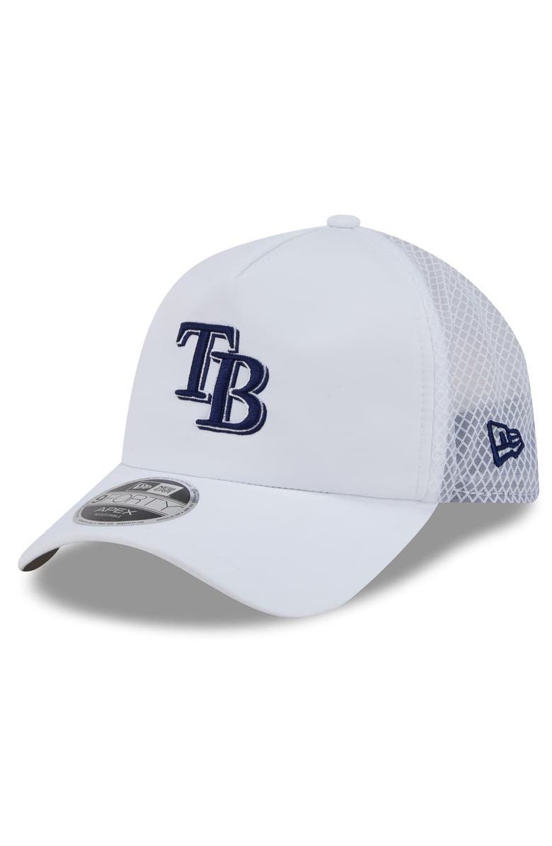 New Era Men's New Era White Tampa Bay Rays 2026 Batting Practice Apex 9FORTY Adjustable Trucker Hat, Main, color, White