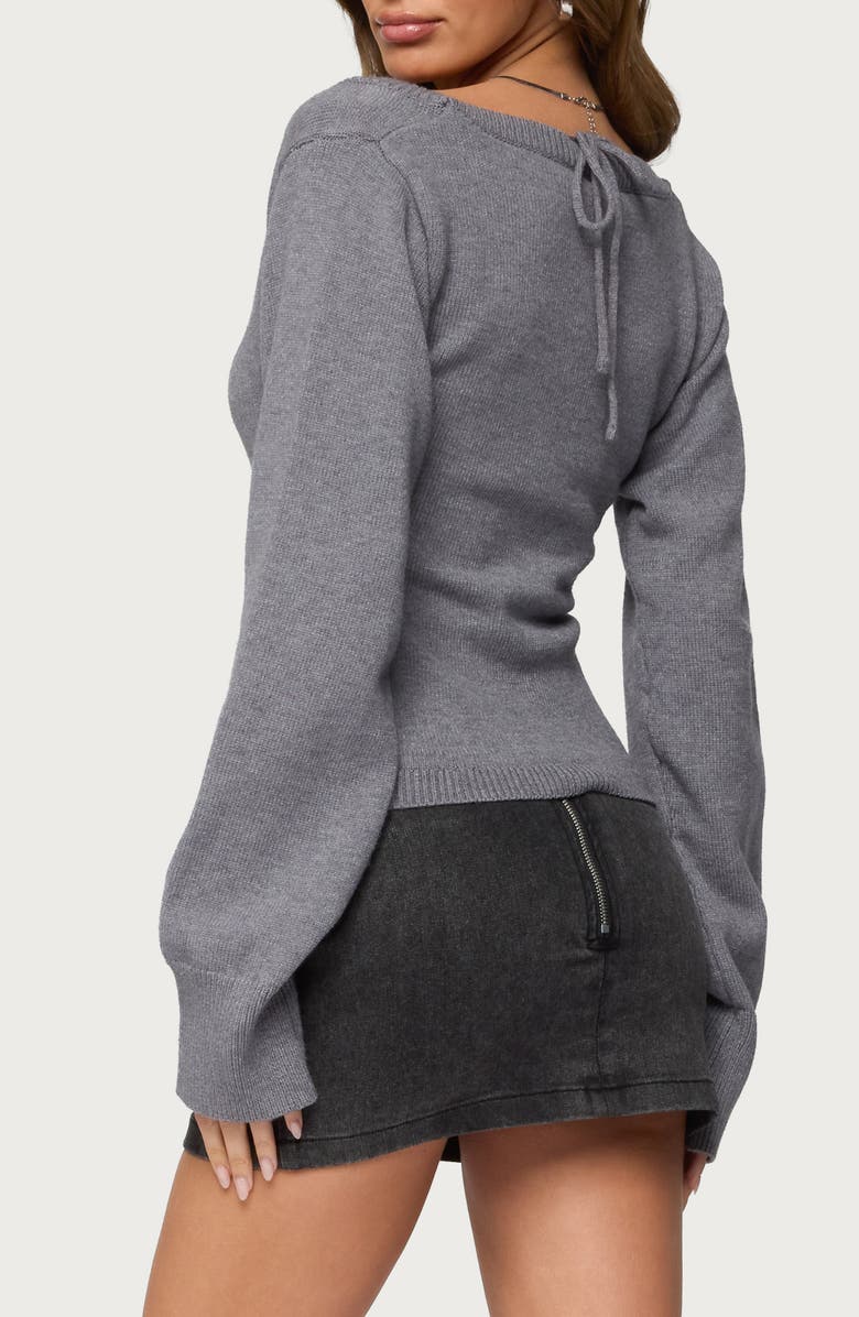 EDIKTED Stacie Crop Sweater, Alternate, color, Gray-Melange